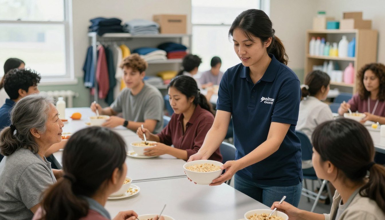 shelter volunteer at a homeless shelter